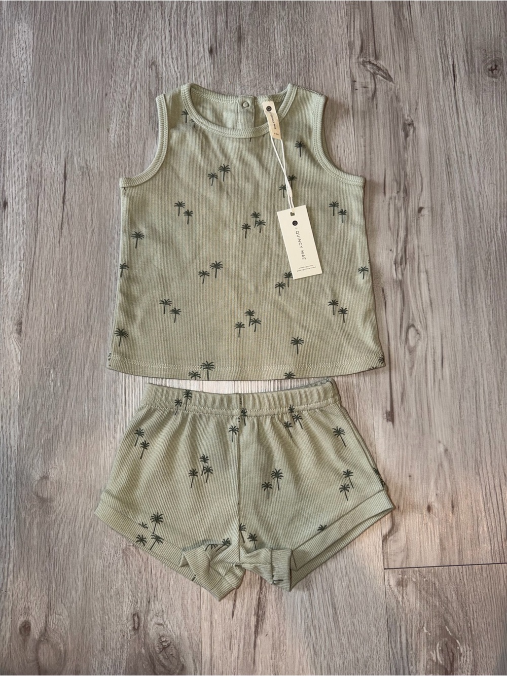 Kids Palm-Print Tank & Shorts Pajama Set - 6-12m
